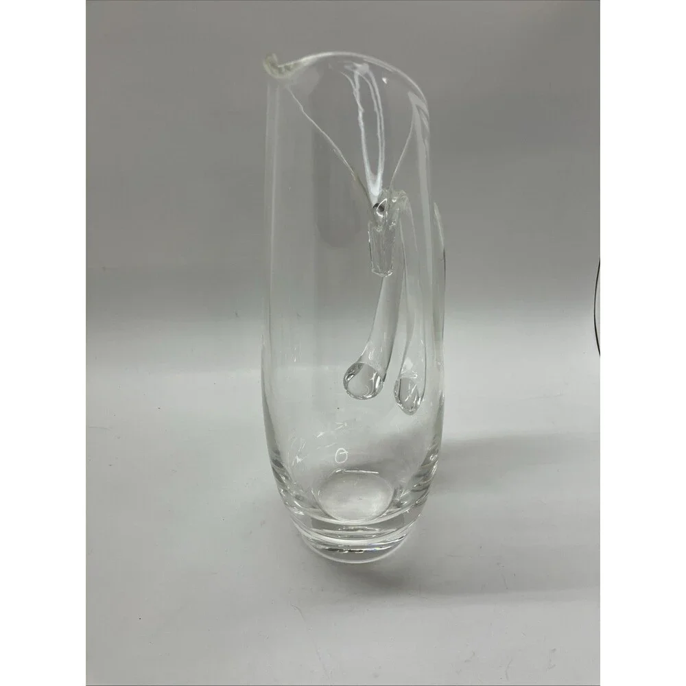 Vintage Steuben Art Glass Crystal Martini 10” Pitcher w/ Split Handle 8077